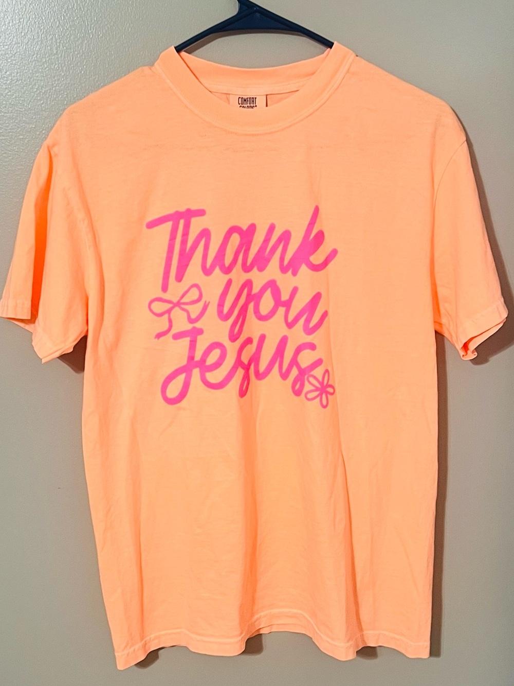 Comfort Colors Neon Coral Tee with Hot Pink Script